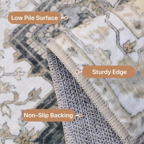 GENIMO Area Rug 2x3 Doormat, Machine Washable Low Pile Rugs, Small Retro Entryway Mat for Entrance, Hallway, Kitchen and Corridor, Heathered Grey - color: Area Grey, size: 2' x 3' (Rectangular)