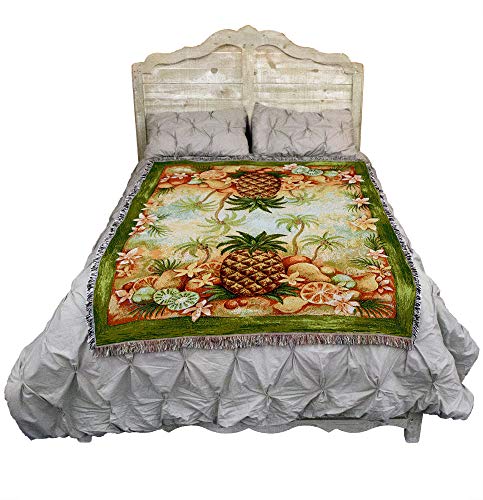 Pure Country Weavers Pineapples and Fruit Blanket by Elena Vladykina - Garden Floral Gift Tapestry Throw Woven from Cotton - Made in the USA (72x54) - color: Pineapples