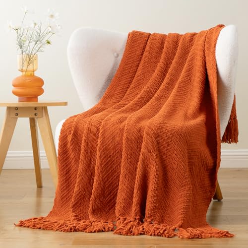 BATTILO HOME Burnt Orange Throw Blanket for Couch, Halloween Throw Blanket for Home Decor, Fall Decorations for Bed, Sofa and Living Room, 50"x60" - color: Orange, size: 50"x60"