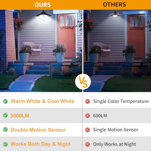 Auzev Solar Shed Light Indoor Outdoor Pendant Lights Solar Powered with 2 Motion Sensor, Waterproof Solar Hanging Lamp for Porch, Inside Home, Farmhouse, Gazebo, Chicken Coop, Daytime Available - color: Black 1Pack