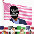 Custom Flag with Face on It by DreamController; Personalized American Flag with Photo Logo; Pink Flag Custom; 5 Sizes; HD Print; 2 Grommets; No Pole Hardware; Made in USA Fast Delivery - color: Flag with Photo Custom