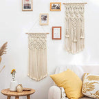 Mkono 2 Pcs Macrame Woven Wall Hanging Boho Chic Geometric Art Decor - Beautiful Bedroom Nursery Apartment Home Decoration, Gift for Girls Adults Birthday Christmas, 28" L x 13" W - size: Medium