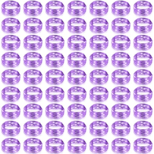 Hortsun 100 Packs Fairy Lights Battery Operated 3 Speed Modes, 7 Ft/ 2 M 20 LED Battery String Mini Waterproof Wire Twinkle Lights Bulk for Wedding Party Birthday Vases Decor (Purple Light) - color: Purple Light
