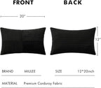 MIULEE Black Decorative Lumbar Throw Pillow Covers 12x20 Inch for Couch Bed Sofa Pack of 2 Boho Farmhouse Throw Pillows Soft Cross Corduroy Patchwork Textured Cushion Cases