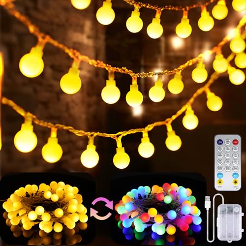 OMIKA Christmas String Lights Battery Operated 16.5ft 50LED with Remote Warm White Multicolor Fairy Light Indoor for Classroom Bedroom Dorm Birthday Patio Tent Party Xmas Christmas Décor - color: Color Changing, size: 16.5ft 50LED-1Pack