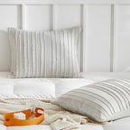 WARMDERN Light Grey Striped Pillow Covers King Pillow Cases Soft Microfiber Stripe Pillow Cases Set of 2 Boho Tufted Stripes Textured Pillowcase with Envelope Closure(Light Grey, King, 20x36 Inches) - color: Light Grey-striped, size: 20" x 36" (Pack of 2)