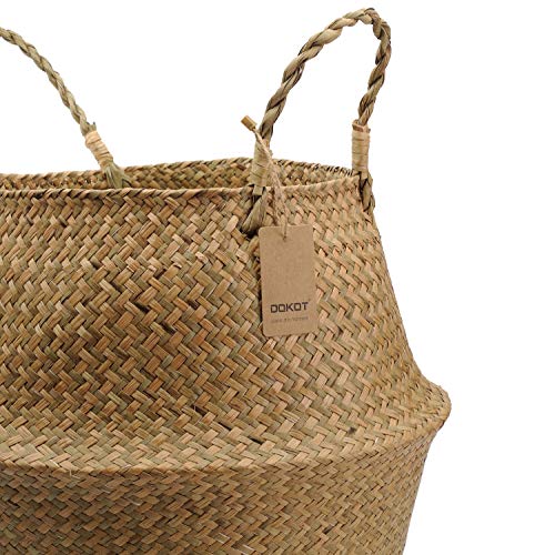 Large Woven Seagrass Belly Basket for Plant, Grocery, Picnic, 12" Diameter x 14" Height - size: XXL (12" D x 14" H)