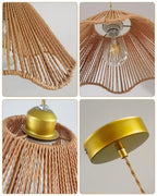 Mini Rattan Pendant Lights, 11.8″ Kitchen Island Pendant Lights with Flower Shade, Boho Handwoven Rope Woven Chandelier for Living Room Dining Room Bedroom Wicker Adjustable Height Hanging Lamp - color: 11.81″-Flower-shape