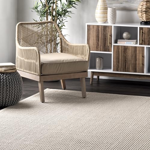 Rugs USA 3' x 5' Patricia Handmade Jute and Wool Indoor Area Rug, Solid Farmhouse Design, Natural Fiber, for Bedroom, Living Room, Hallway, Office, Kitchen, Entryway, Ivory - size: 3' x 5' (Rectangular)