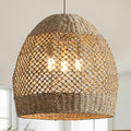 19.7" Boho Rattan Chandelier Fixture,3-Light Farmhouse Wicker Hand Woven Ceiling Hanging Chandeliers of Living Room Dining Room Kitchen Island Hallway - size: 3-Light 19.7 inch