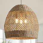 19.7" Boho Rattan Chandelier Fixture,3-Light Farmhouse Wicker Hand Woven Ceiling Hanging Chandeliers of Living Room Dining Room Kitchen Island Hallway - size: 3-Light 19.7 inch