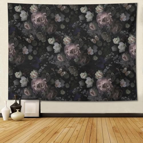 Keiutexe Black Rose Flower Tapestry 80" X 60" Wall Hanging Party Decorations Home Decor For Bedroom Living Room Dorm (200 X 150cm) - color: Black Rose Flower, size: 80 X 60 Inch
