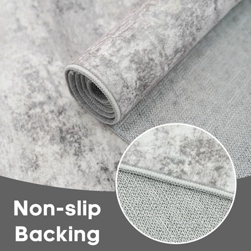 Carpet Runners for Hallway 8ft: Washable Non-Slip Abstract Rugs for Kitchen Entryway Bedroom - Soft Stain Resistant Easy Clean Mat for Family with Pets 2.6x8 Grey - color: Grey01, size: 2'6" x 8' (Rectangular)