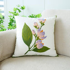 vctops Farmhouse Hibiscus Flowers Cotton Tufted Throw Pillow Cover Spring Floral Embroidery Pillowcase Soft Square Cushion Case for Sofa Couch Bed Chair (Pink Purple,18"x18") - color: Pink Purple