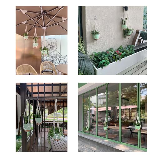 Hanging Planters with Macrame Plant Hangers for Indoor Outdoor Plants, 3 Set Hanging Baskets Flower Pots Holders 35''/27''/21'', Self-Watering Pots 7''/6''/5.5'', Boho Home Decor, Green - color: Green