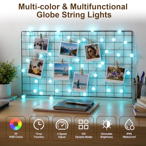 OMIKA 24 Colors Indoor String Lights with Remote, 16.5ft 50LED String Lights Bedroom USB Powered, Color Changing Christmas Lights Hanging for Dorm Classroom Tapestry Party Garden Patio Wall Xmas Décor - color: Color Changing, size: 16.5ft 50LED