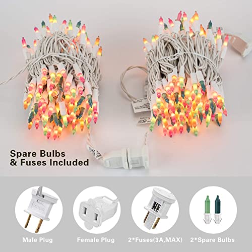 Brizled Easter Lights, 150 Count 34.8ft Incandescent Pastel String Lights, Connectable Outdoor Easter Light String, 120V UL Certified Plug-in Pastel Light for Easter, Indoor, Bedroom Decor, White Wire - color: Pastel