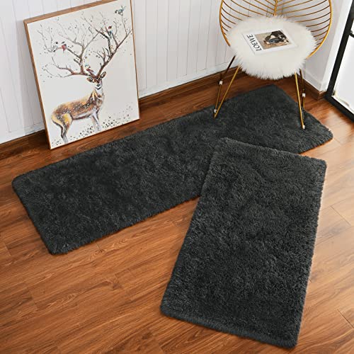 Chicrug Soft Runner Rug for Bedroom Living Room Plush Fluffy Rug 2x3 Feet, Shag Furry Runner Rugs Carpet Non Shedding for Nursery Children Kids Girls Room Home Decorative, Dark Grey - color: Dark Grey, size: 2' x 3' (Runner)