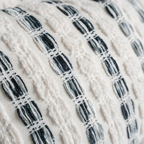 Caflife Boho Lumbar Pillow Covers 14x36 Inch Long, Farmhouse Black Striped Textured Chenille Decorative Couch Pillow Cases, Rustic Accent Cushion Covers for Sofa Bed Living Room Bedroom, Pack of 1 - color: Black, size: 36" x 14" (Pack of 1)