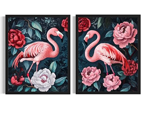 Flamingos William Morris Wall Art Poster Prints, Vintage Flowers Tapestry, Floral Decor for Living Room, Bedroom, Office, Bathroom AA12 (Flamingos, 8 x 10 inches (2 Panels), Unframed) - color: Flamingos, size: 8 x 10 inches (2 Panels)