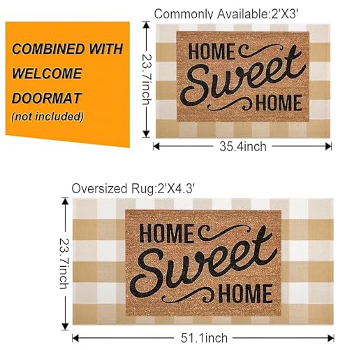 Front Door Mat Outdoor 24''x35''Khaki and White Washable Entryway Rugs Cotton Farmhouse Layered Doormat for Hello/Welcome Entryway,Porch,Bedroom,Bathroom - color: Khaki Buffalo, size: 24''x 35''