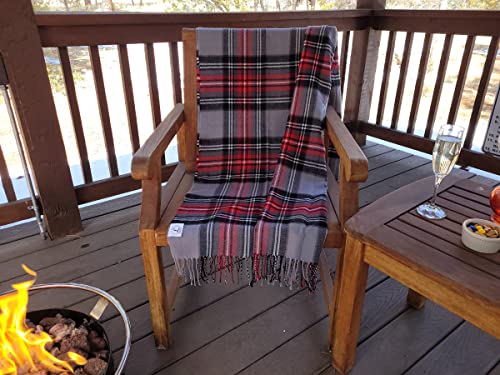 CHEF L HOME & KITCHEN Lightwight Throw Gray/RED Plaid with Tassels/Fringe- 60" x 50" - color: Gray