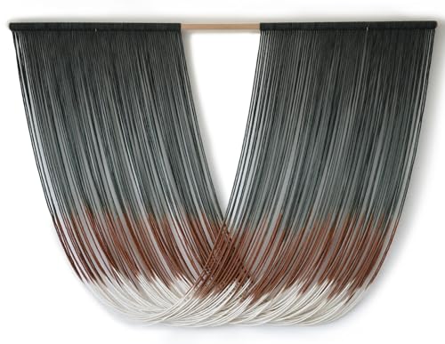 Macrame Wall Hanging Dip-Dye Green Boho Wall Decor Chic Fiber Yarn Wall Art Craftsmanship Bedroom Livingroom Nursery Apartment Home Decor 57" W x 35" L - color: Green Brown