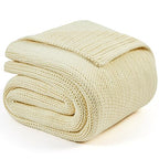 L'AGRATY Knitted Weighted Blanket - 60"x80", 15lbs Cooling Chunky Knit Heavy Blanket for Adults, Braided Crochet Throw, Thick Cable Yarn, Machine Washable - color: Cream White, size: 60" x 80" | 15 lbs