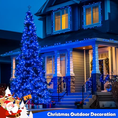 JMEXSUSS 2 Pack Solar String Lights Outdoor Waterproof, Total 66 FT 200 LED Solar Christmas Lights Outdoor, Twinkle Light for Christmas Tree Outside Garden Yard Xmas Decor, Blue - color: Blue, size: 100LED*2