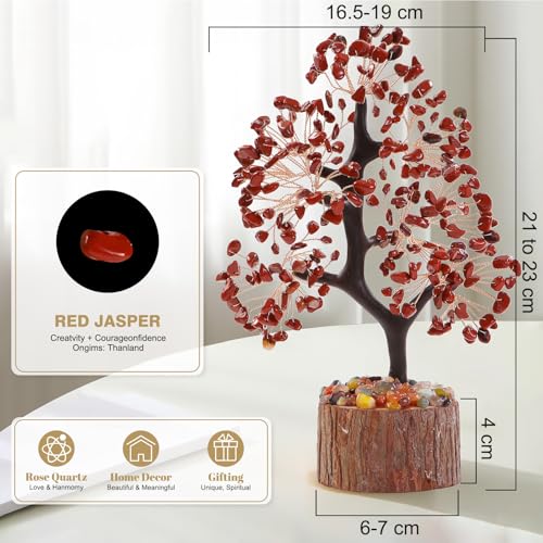Crystal Tree of Life Red Chakra Stone, Birthday Gifts for Women, Mon and Sister,Feng Shui Office Decor Tree for Postive Energy, Money, Good Luck, Christmas Decor, Spiritual Gifts - color: Red