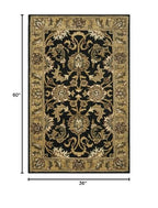 SAFAVIEH Classic Collection 3' x 5' Black / Gold CL252A Handmade Traditional Oriental Premium Wool Area Rug - size: 3' x 5' (Rectangular)