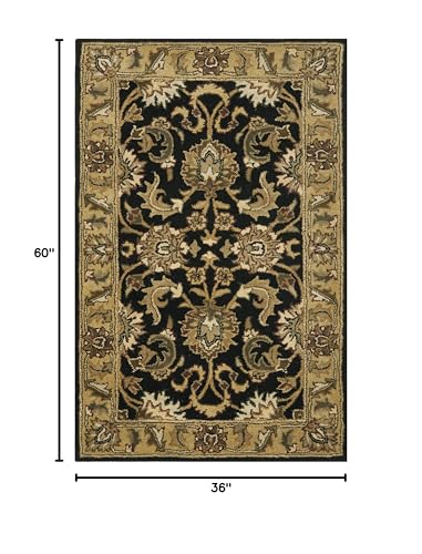 SAFAVIEH Classic Collection 3' x 5' Black / Gold CL252A Handmade Traditional Oriental Premium Wool Area Rug - size: 3' x 5' (Rectangular)
