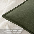 MIULEE Neutral Green/Brown Linen Pillow Covers Pack of 4 Decorative Natural Solid Throw Pillow Covers Soft Accent Boho Farmhouse Couch Pillowcases Spring Decors for Living Room Bed Sofa 24x24 Inch