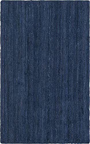 Unique Loom Braided Jute Collection Area Rug - Dhaka (3' 3" x 5' 3" Rectangle, Navy Blue) - color: Navy Blue, size: 3'3" x 5'3" (Rectangular)