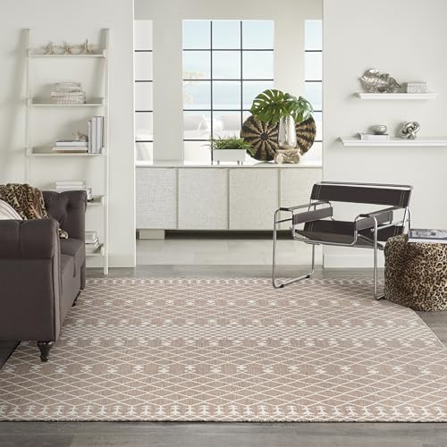 Nourison Home Positano Beige 8' x 10' Area Rug - Easy Clean, Non Shedding, Bed Room, Living Room, Dining Room, Kitchen (8' x 10') - color: Beige, size: 8' x 10' (Rectangular)