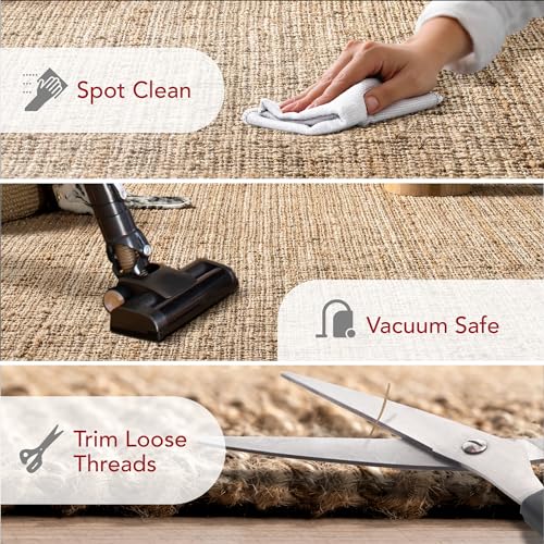 Nuloom Daniela Natural, 4' Square, Handmade, Jute, Tassel, Soft and Textured, High Traffic, Stain Resistant, Easy Clean, Durable Area Rug for Bedroom, Living Room, Dining Space, Foyer, Entryway - color: Natural, size: 4' x 4' (Square)