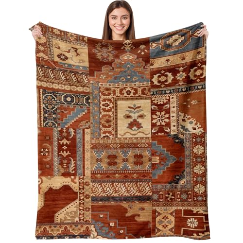 Aipon Boho Aztec Throw Blanket 40"x 50", Western Indian Native American Blanket Southwestern Decor, Brown Soft Cozy Lightweight Throws Blankets Gifts for Women Men Couch Bed Sofa Chair - color: Dark Brown, size: 40.00'' × 50.00''