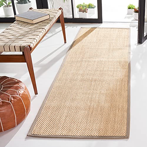 SAFAVIEH Natural Fiber Collection Runner Rug - 2'6" x 6', Maize & Grey, Sisal, Woven Design with Border (NF141G) - color: Maize/Grey, size: 2'6" x 6' (Runner)