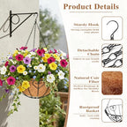 4 Pack Hanging Planter for Outdoor Plants 14 inch Metal Hanging Flower Basket with Coco Coir Liner Round Wire Plant Holder Chain Flower Pots Outdoor Garden Decoration Watering Hanging Baskets（AX） - size: 14" x 4 Pack, style: Heart-shaped