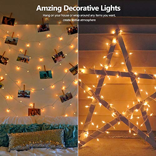 Brizled Clear Christmas Lights, 300 Count 69.6ft Incandescent White Lights String, Connectable 120V UL Certified Indoor/Outdoor White Light on White Wire for Room, Birthday, Wedding, Party, Warm White - color: Warm White