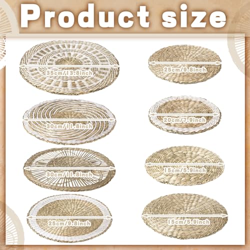 Xuhal 8 Pcs Boho Wall Basket Decor Decorative Bulrush Woven Basket Wall Decor Rustic Farmhouse Hanging Baskets for Kitchen Rustic Home Summer Decorations - style: Novel