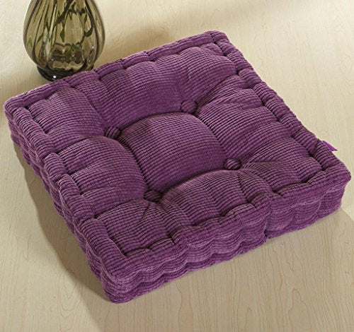 ChezMax Floor Pillow & Cushion, Large Meditation Chair Cushions, Thick Square Seat Pad, Soft Velvet Tufted Seating Pouf for Indoor/Outdoor Yoga Bench Rocking Chair Room Tatami Sofa, Purple 20" x 20" - color: Purple L