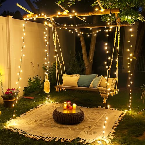 JMEXSUSS 2 Pack Solar String Lights Outdoor Waterproof, Total 66 FT 200 LED Solar Christmas Lights Outdoor, Twinkle Light for Christmas Tree Outside Garden Yard Xmas Decor, Warm White - color: Warm White, size: 100LED*2