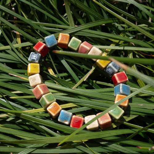 Handmade Green Boho Bracelets for Women, Bohemian Ceramic Beads Bracelets for Friends, Trendy Porcelain Stone Beaded Bracelets for Sisters - color: Multi-S