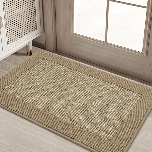 BEQHAUSE Indoor Door Mat 20" x 32", Dirt Trapper Door Mats Non-Slip Entryway Rugs Washable, Trap Dirt Absorbent Welcome Mat, Low Profile Floor Mats for Front Back Door and Entryway, Beige - color: Beige, size: 20" X 32" (Rectangular)