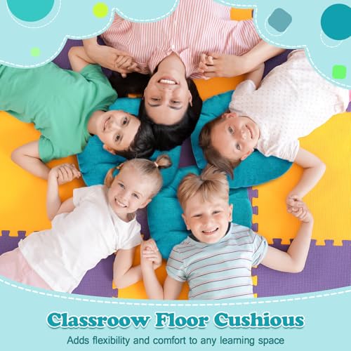 Fumete 8 Pcs 16 Inch Floor Cushions Pillow for Kids Bulk Classroom Round Flexible Seating Floor Cushions for Students Home Daycare School Reading Corner Yoga Meditation Picnic (Turquoise) - color: Turquoise