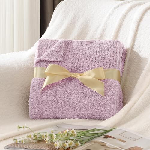 JOOJA Light Purple Throw Blanket, Soft Fluffy Fuzzy Knit Blanket for Couch Bed Sofa, Cozy Plush Warm Blanket for Bedroom Living Room, Spring Home Decor, 50x60 Inches - color: Lilac, size: 50x60
