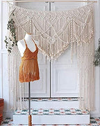 S.N.HANDICRAFTS Macrame Large Curtain Bohemian Boho Decoration Backdrop Wedding Wall Hanging (85X85) Natural - size: 85" W x 85" L