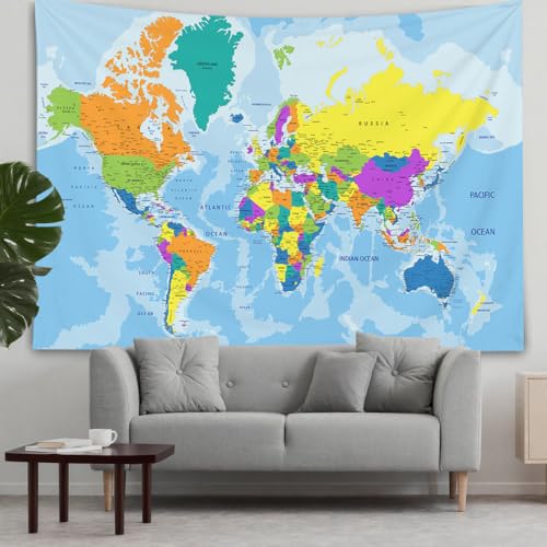 CAPSCEOLL Wall Art Tapestry Unique Office Classroom Decor Map Hanging Tapestry Tasperty Wall Hanging 60X50 Inches,Blue Orange - color: Blue Orange, size: 60"L x 50"W
