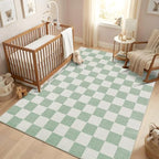 GarveeHome Checkered Sage Green 3x5 Washable Rug Geometric Diamond Dot Modern Soft Low-Pile Girls Small Rug for Bedroom Nursery Living Room Entryway Non-Slip TPE Backing - color: Sage Green, size: 3' x 5' (Rectangular)